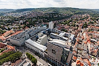 Blick von oben auf das Stadtzentrum von Jena